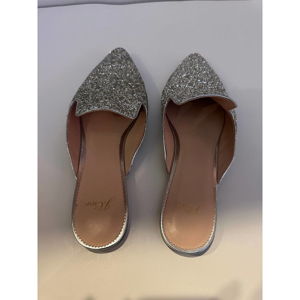J. Crew Pointy Toe Mule In Silver Glitter Sparkle Slides Women's Size 10 K0036 - Picture 4 of 14